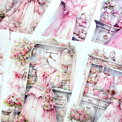 【EP127】コラージュ素材 ビクトリアン ピンク ドレス 2枚目の画像