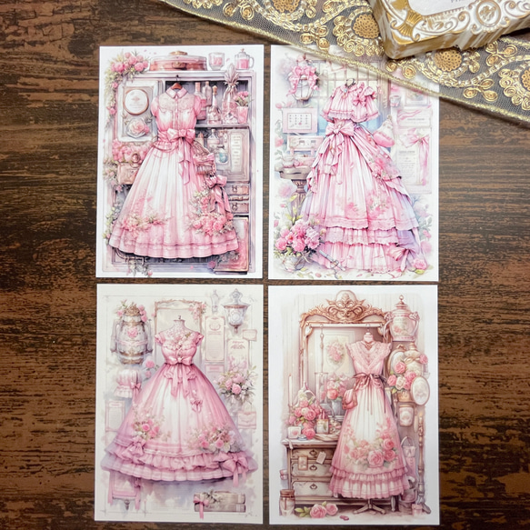 【EP127】コラージュ素材 ビクトリアン ピンク ドレス 6枚目の画像