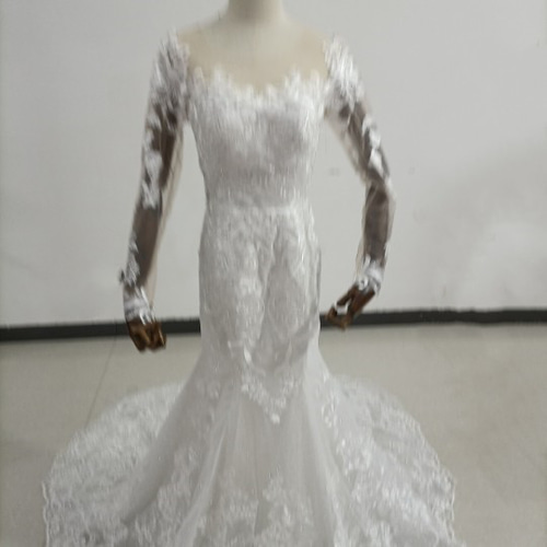 高品質！ ウエディングドレス 3D立体レース刺繍 マーメイドライン 人気  