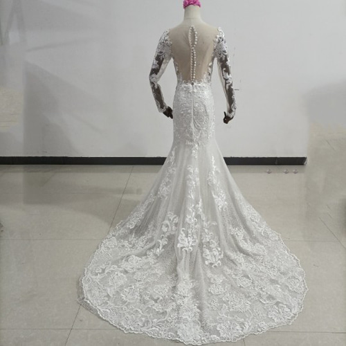 高品質！ ウエディングドレス 3D立体レース刺繍 マーメイドライン 人気  