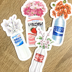 Conbini Drinks Sticker Set (4 piece) -　コンビニ飲み物シールセット(4枚） 1枚目の画像