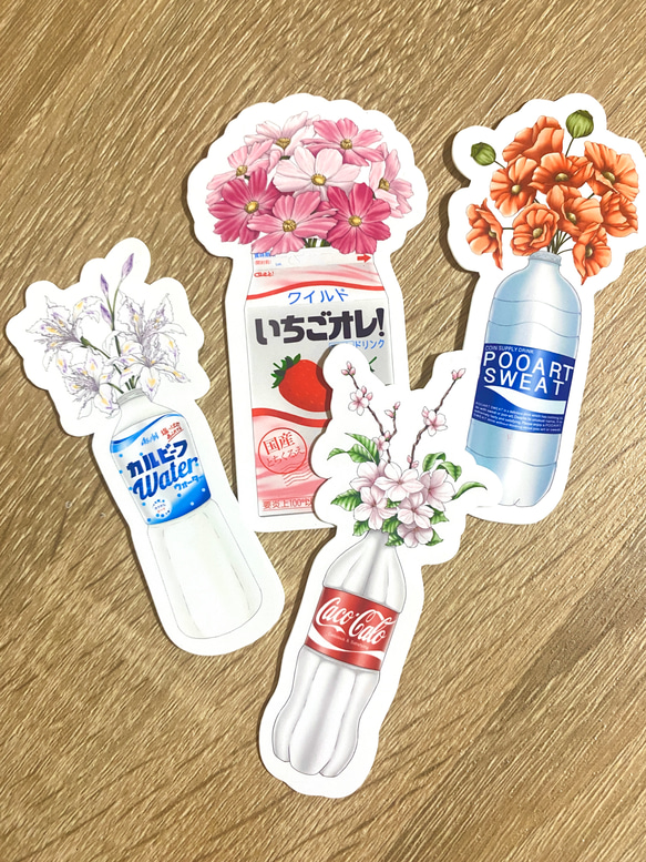 Conbini Drinks Sticker Set (4 piece) -　コンビニ飲み物シールセット(4枚） 1枚目の画像