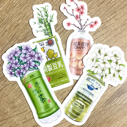 Conbini Drinks Sticker Set (4 piece) -　コンビニ飲み物シールセット(4枚） 1枚目の画像