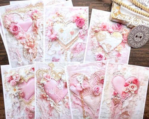 EP132】コラージュ素材 フローラル ハートレース メモ帳 indigo 通販