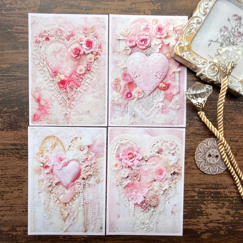 EP132】コラージュ素材 フローラル ハートレース メモ帳 indigo 通販