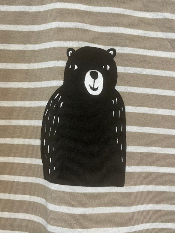 クマさん　レディース ボーダーTシャツ 綿00%【S～LL】 3枚目の画像