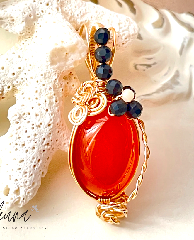 カーネリアン ペンダントトップ( 天然石アクセサリー ワイヤー