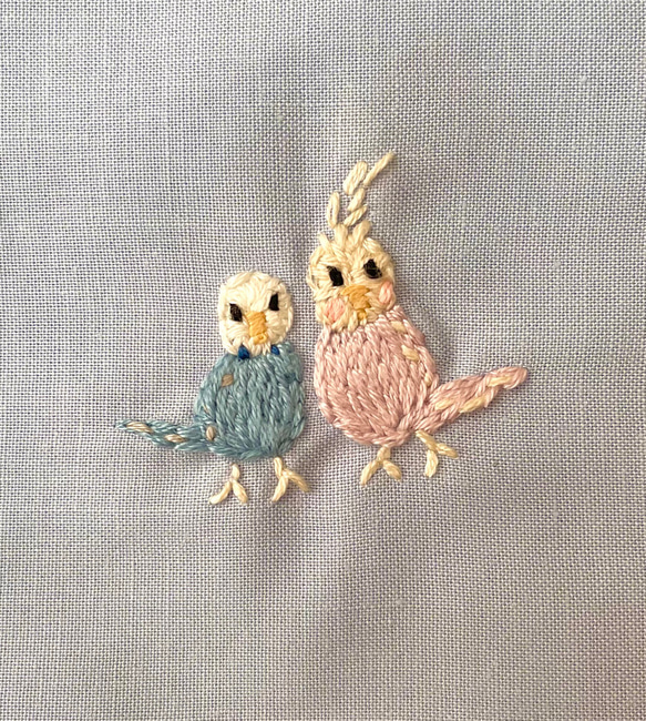 インコ刺繍コップ袋 全4柄色(水色•紫•ベージュ•ピンク) 揃いのランチョンマットあり【名入れ刺繍可能作品】 人気・おすすめ｜使いやすい・旅行におすすめ セール中 全国発送 国内発送対応