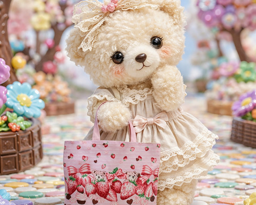 大きめレッスンバッグ『ストロベリーチョコレート♥ピンク』k2551