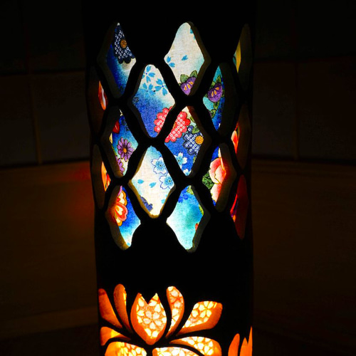 両面彫★竹灯り・竹あかり・竹灯籠　～～ 癒しの灯り　華衣ライン★花華枠★～～ b58cbf996cc962c409f405b48b308f