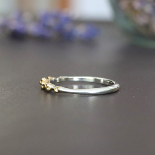 小さな金のぽつぽつのシルバーリング（ミモザ） シルバー925 指輪