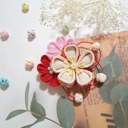 ◎つまみ細工・水引◎『＊ふっくりお花の髪飾り＊赤』☆ひな祭り七五三