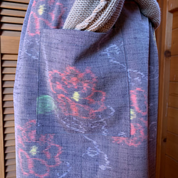 紫色　ウールのもんぺパンツ　総丈１11ｃｍ　着物リメイク 4枚目の画像