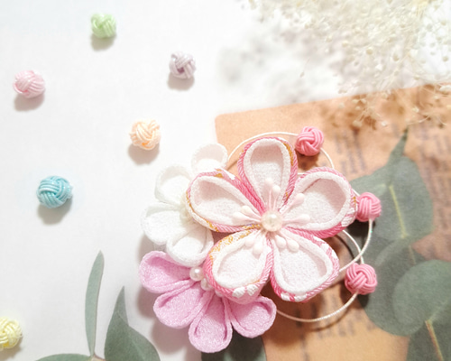 ◎つまみ細工・水引◎『＊ふっくりお花の髪飾り＊ぴんく』☆ひな祭り