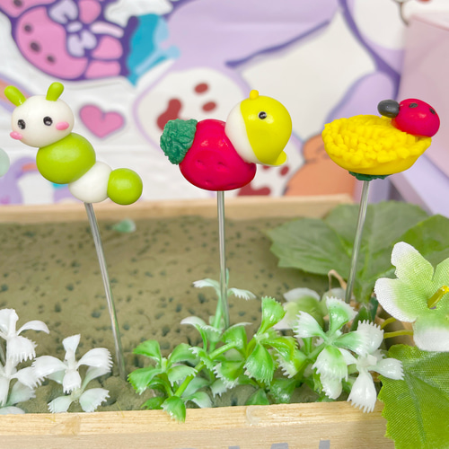 ガーデンピック ハンドメイド 3月 春 ピック ミツバチ モグラ 鶯 多肉