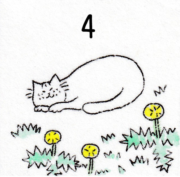 猫の日2024【日本画原画】選べる猫の絵の原画　９選　インテリアアート　インテリア雑貨　　ミニアート かわいいミニ額付き 7枚目の画像