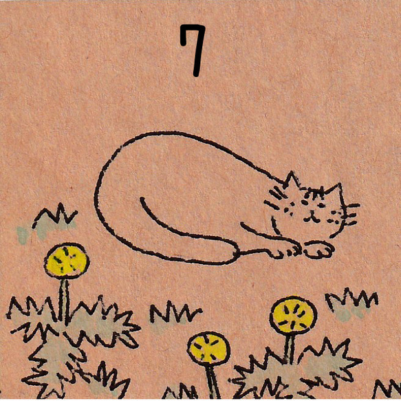 猫の日2024【日本画原画】選べる猫の絵の原画　９選　インテリアアート　インテリア雑貨　　ミニアート かわいいミニ額付き 10枚目の画像