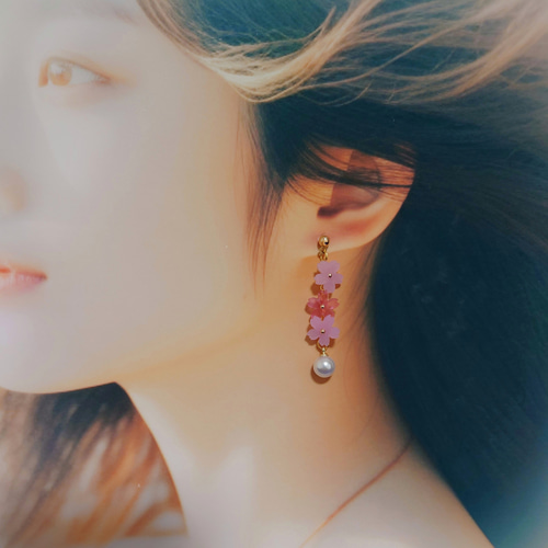 さくら 桜 春 花 レジン ピアス イヤリング 入園式 入学式 卒園式 卒業