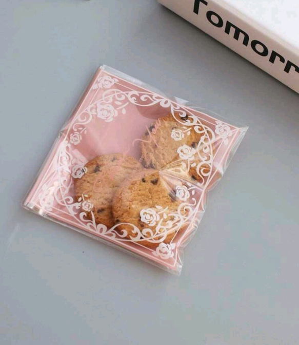 [送料無料] ピンク♡ローズ 7×7cm OPP袋　35pcs 2枚目の画像