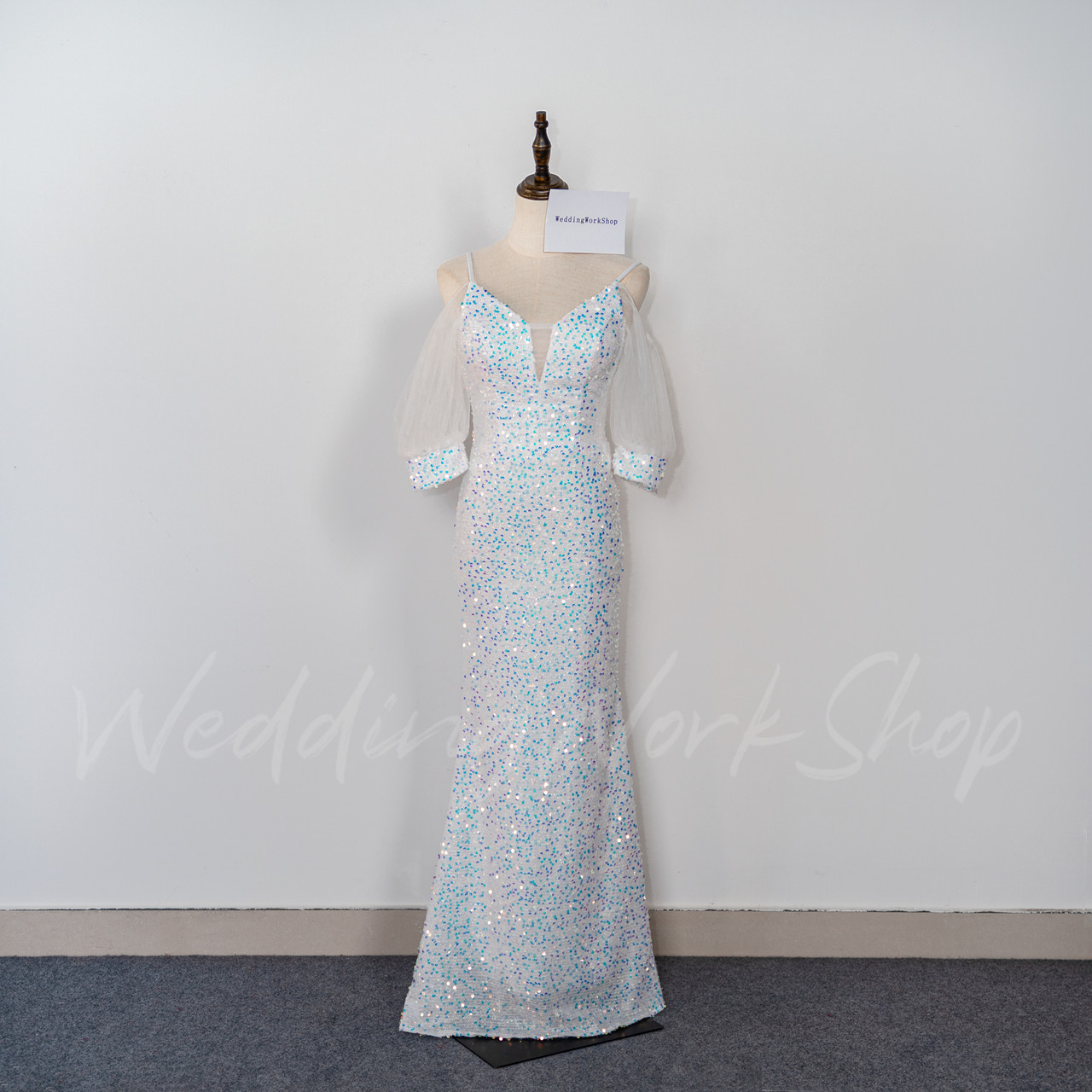 高品質!抜群のおしゃれ見え 手縫いスパンコール マーメイド ワンピース /音楽会/ 発表会など/聚会/二次会 G072