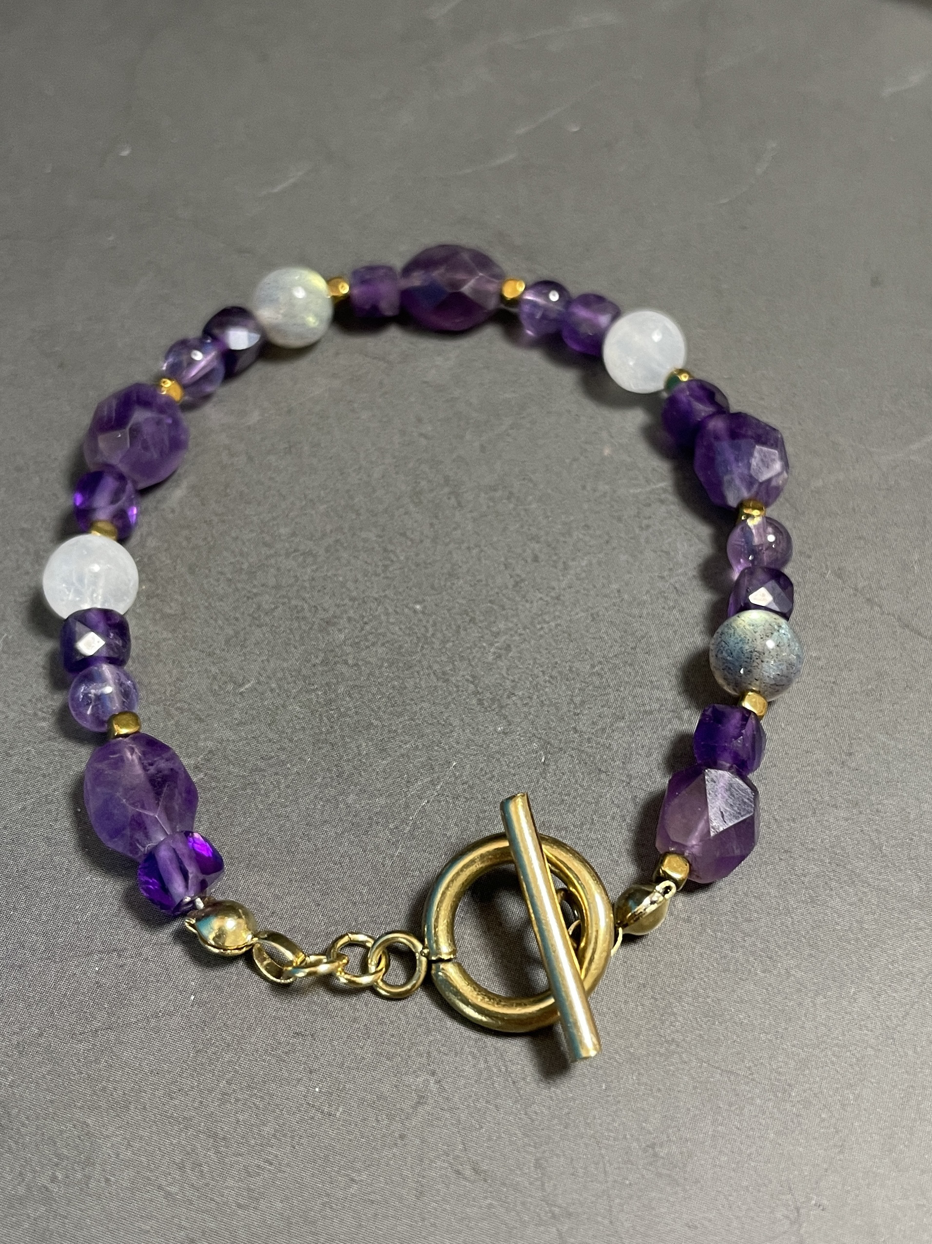 【魅惑の宇宙】アメジスト ラブラドライト ムーンストーン ブレスレット