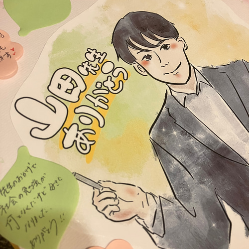 卒業祝いに 寄せ書き似顔絵 イラストオーダー 似顔絵シール ステッカー