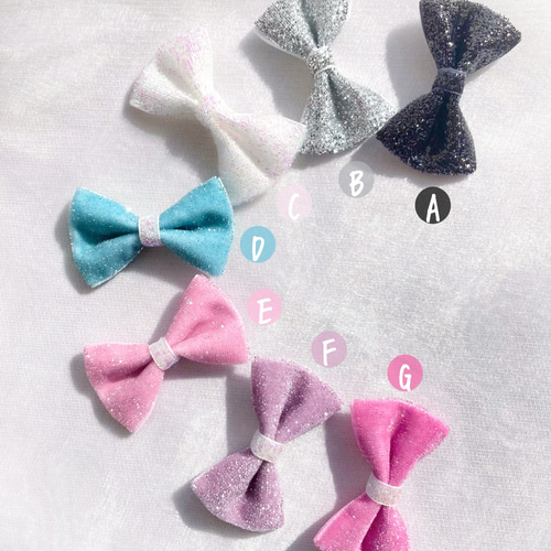 編みリボン ベビーヘアクリップ ヘアピン ヘアゴム ヘアアクセサリー リボン ♥グリッターラメ ベロアリボンꕤ全7色♥【ベビー キッズ ヘアクリップ