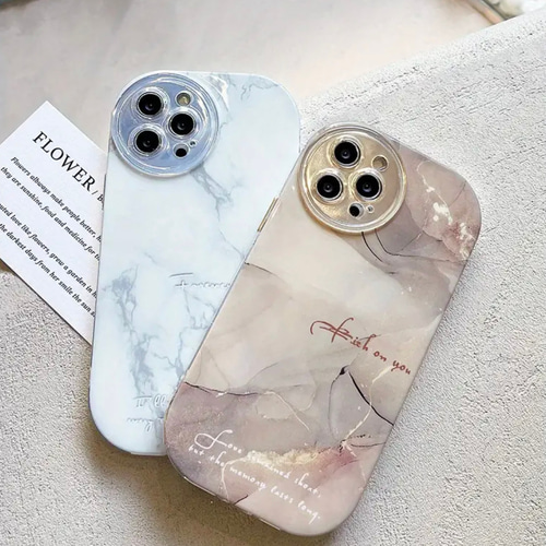iPhoneケース マーブル模様 ニュアンス 韓国 ブラウン シリコンケース