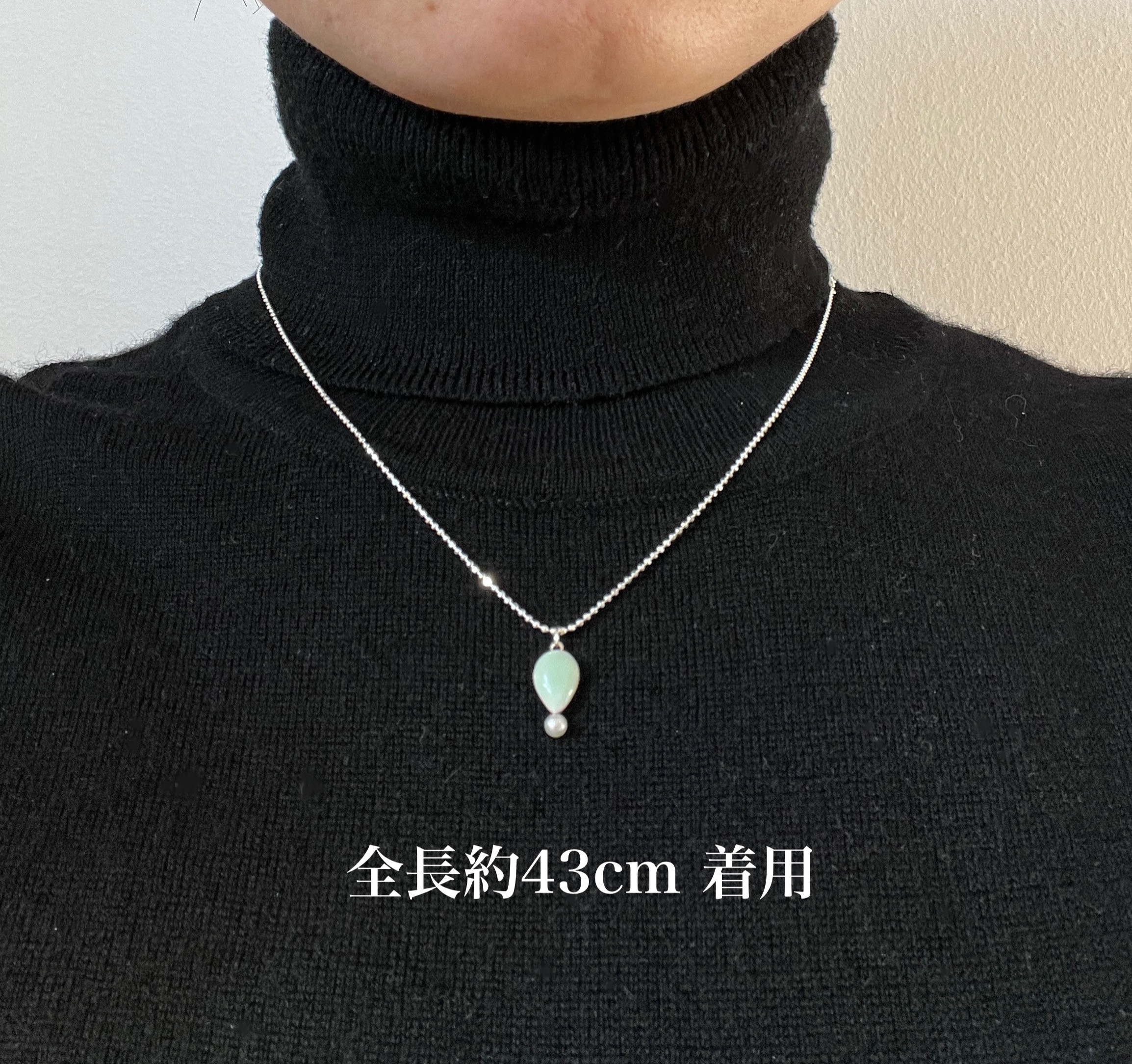 七宝焼「さかさしずくとパールのネックレス〜mint green〜」