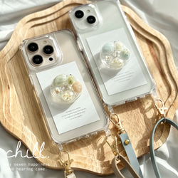 キムミョンス　スマホクリップ(非売品) spring has come.】スマホグリップ付きスマホショルダー（green