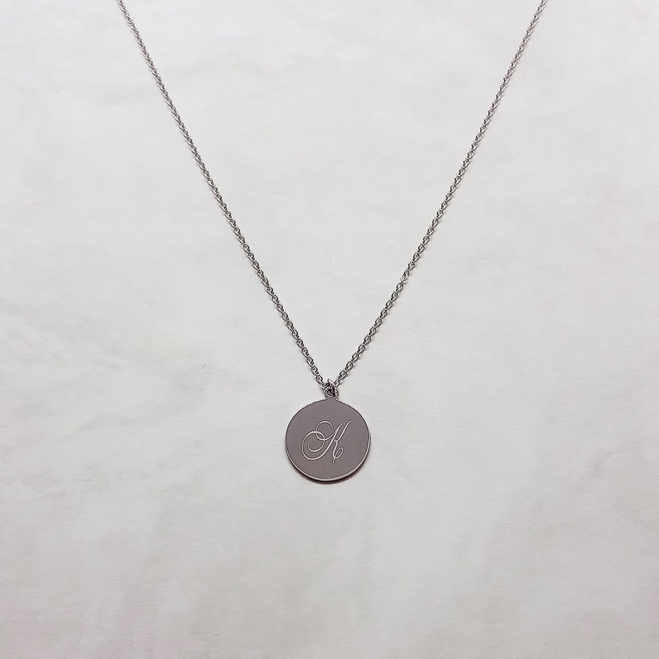 イニシャルネックレス(シルバー,Ｌ) SV925 シンプル 文字入れ ペア