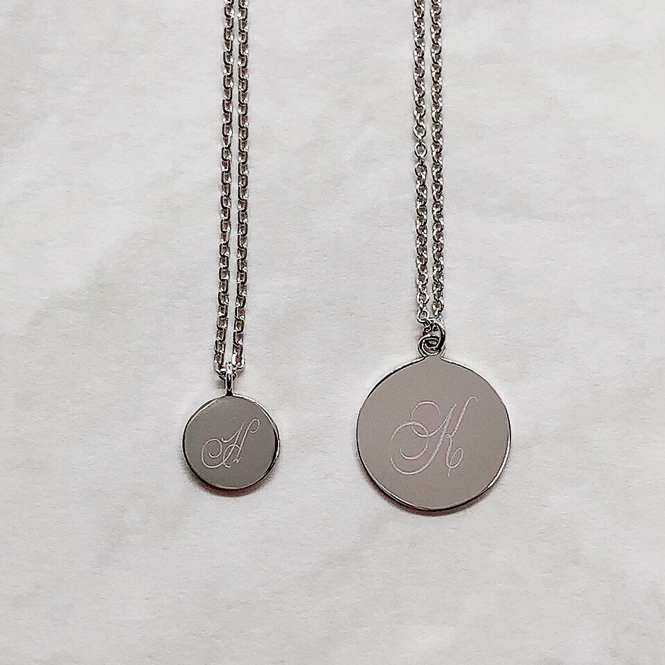 イニシャルネックレス(シルバー,Ｌ) SV925 シンプル 文字入れ ペア