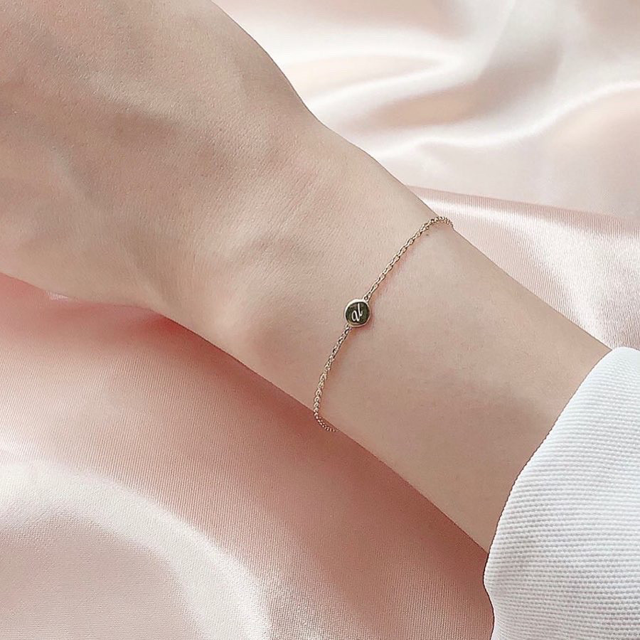 イニシャルブレスレット(ゴールド) SV925+18KGP シンプル 華奢 文字入れ ペア