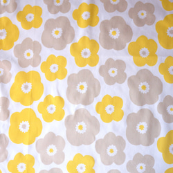 【139×98cm】サテン生地（オーガニックコットン）poppy（yellow & beige） 6枚目の画像