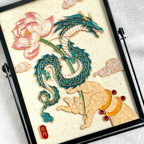 限定1点】龍はお好きなカラーに 〜龍×観音手×蓮の花〜 額絵 その他