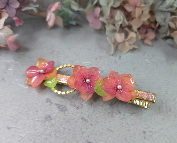 京都の秋のグラデーションあじさいロングヘアクリップ 3枚目の画像