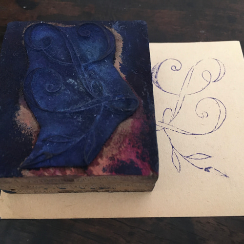 フランスアンティーク刺繍用モノグラムスタンプ L 編み図・パターン