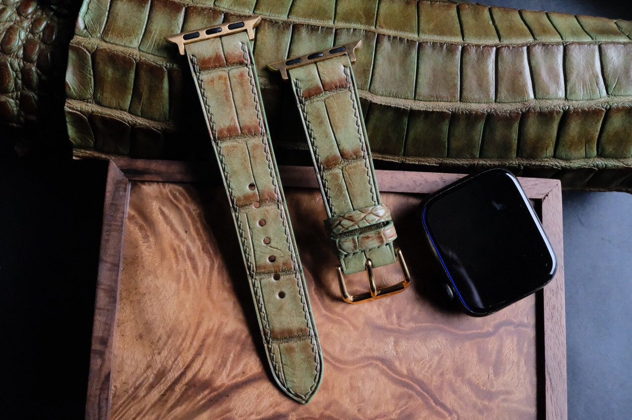 Amazon | [vietnamcreations] 19mm ワイン色 クロコダイル腕時計