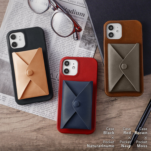 栃木レザー スマホケース 全機種対応 携帯 ポケット カード収納 本革