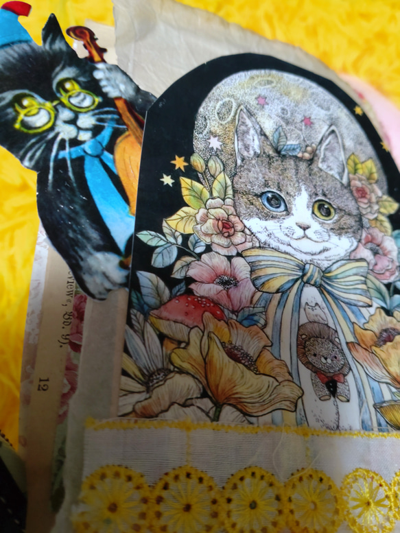 ジャンクジャーナル1900年代初頭 アンティーク紙もの♪音符♬外国紙&cuteな♥(ΦωΦ)猫ちゃん 2枚目の画像