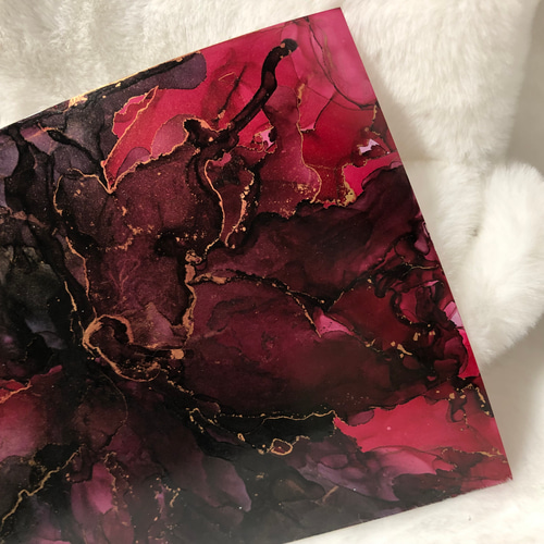 R02 アルコールインクアート 原画 アートパネル インテリア 抽象画 赤