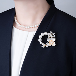 プレシャスゴールドフラワーと小枝パールのブローチ　卒業式 入学式　フォーマル　パール 8枚目の画像