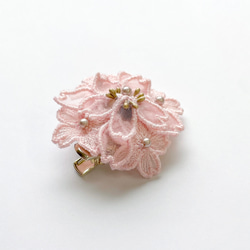 2way 桜刺繍ブローチ(ピンク)【受注制作】 10枚目の画像