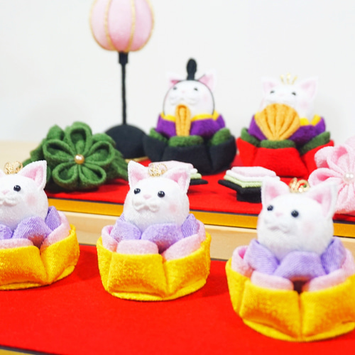 ウールレターひなまつり(ねこバージョン)お昼寝アートひな祭り飾り