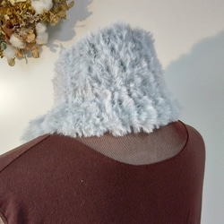 去年発売の糸ダイヤのテディで編んだ、ふわふわもこもこのマフラー！　暖かく包まれたような着け心地です～～！！Ｂ 3枚目の画像
