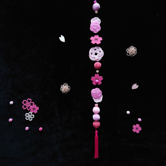 *ひな祭り*水引の吊るし飾り〈ピンク＋紫〉*桜*021* 6枚目の画像