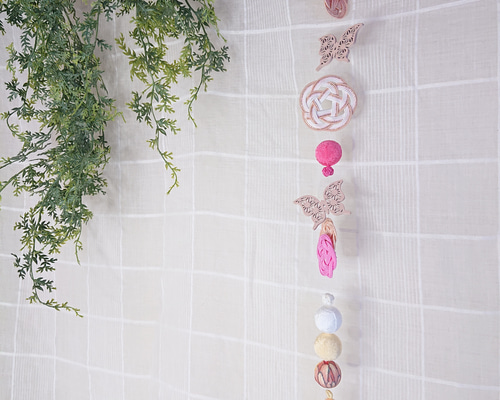 ひな祭り*水引の吊るし飾り・1本〈クリーム＋ピンク〉*蝶々*023