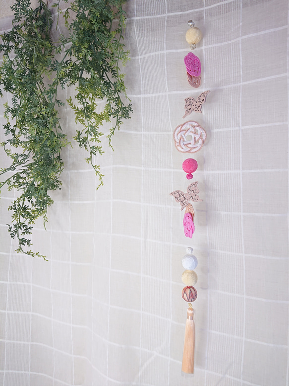 ひな祭り*水引の吊るし飾り・1本〈クリーム＋ピンク〉*蝶々*023