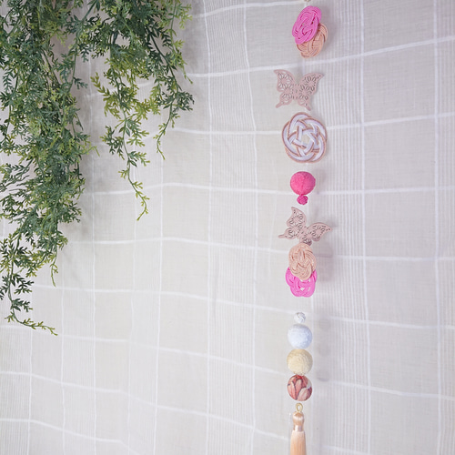 ひな祭り*水引の吊るし飾り・1本〈クリーム＋ピンク〉*蝶々*023