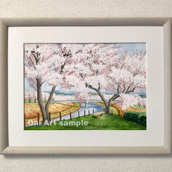 春爛漫02」透明水彩画 原画 風景画 額縁付 F4サイズ 絵画 Oni